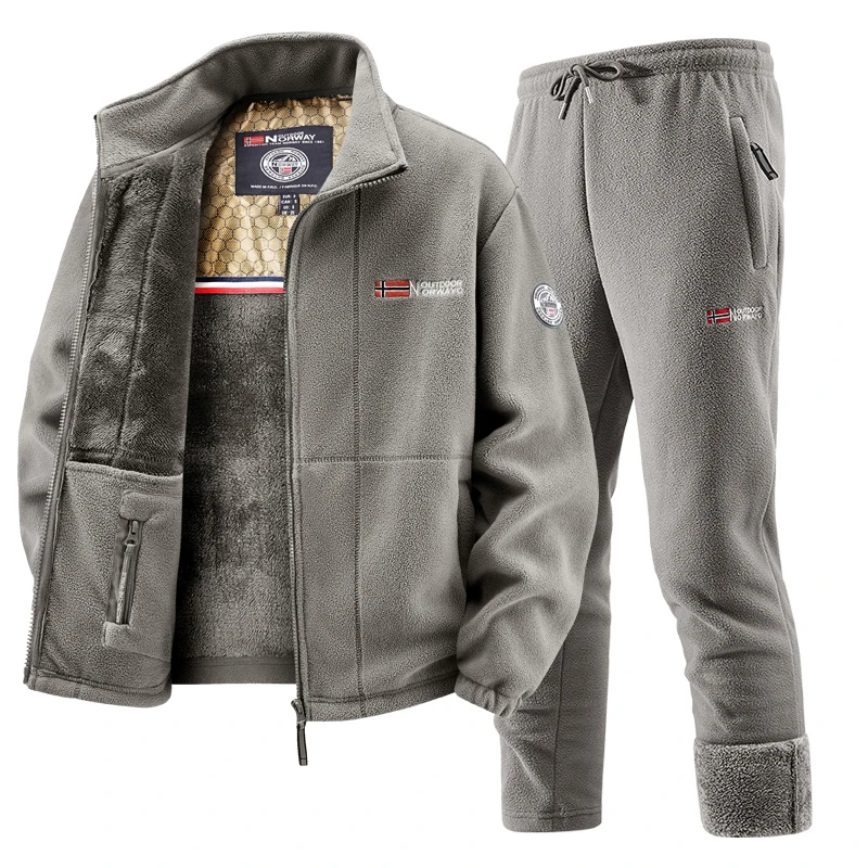 Winter Clothing Equipment - Mens Winter Fleece Tracksuit Set Thickened