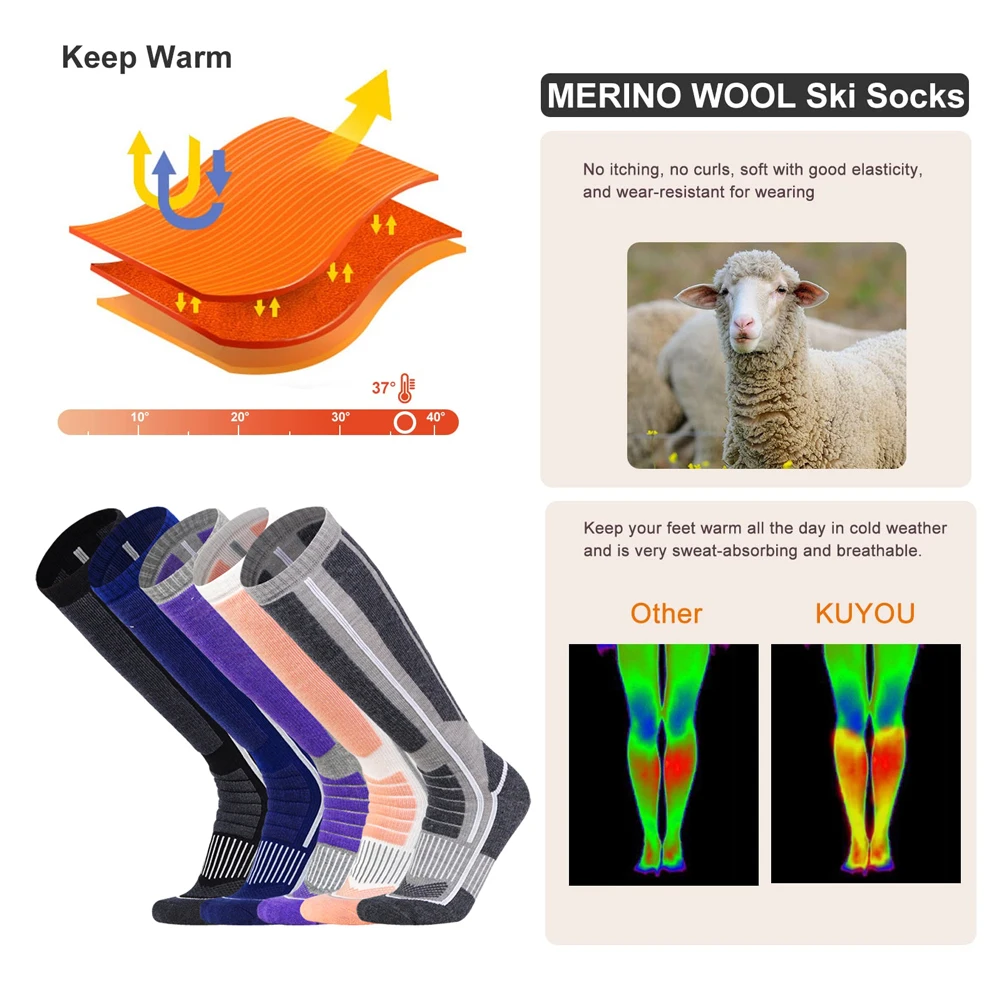 XQQMXX 1Pair Ski Socks Skiing  - огляд і ціна Thermal Sock Merino