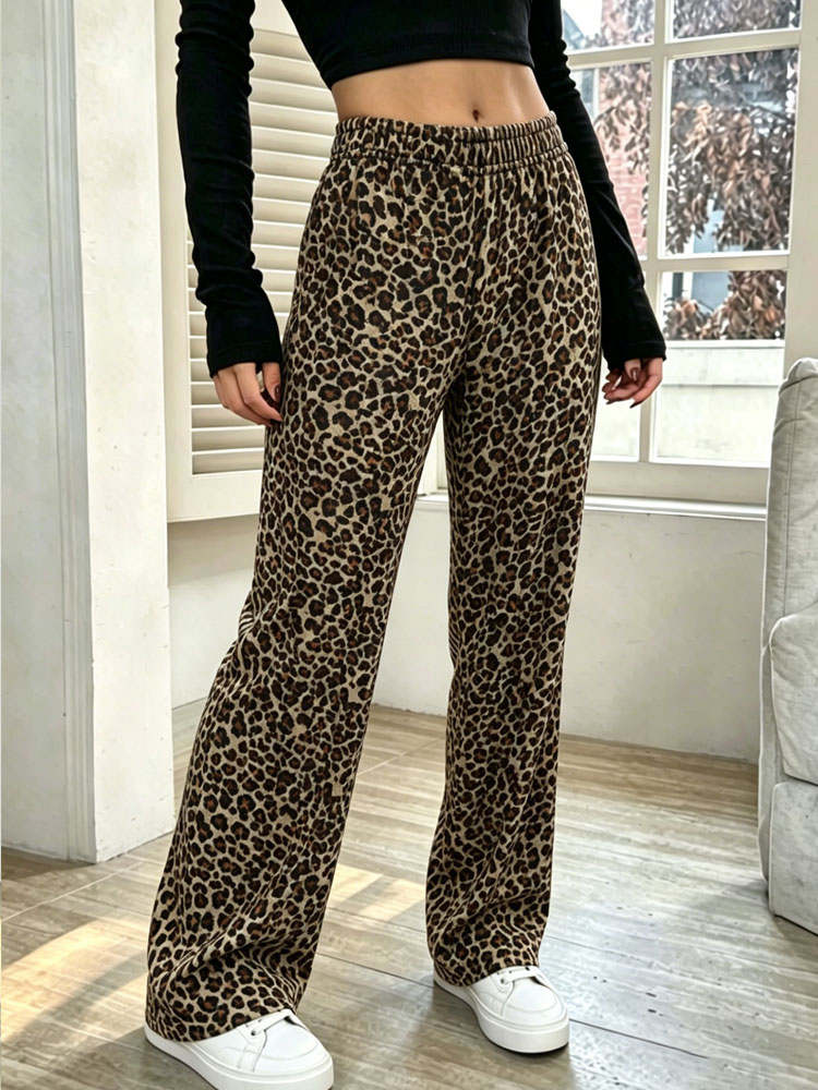 Y2K Womens Leopard Print Wide  - огляд і ціна Winter Clothing Offer