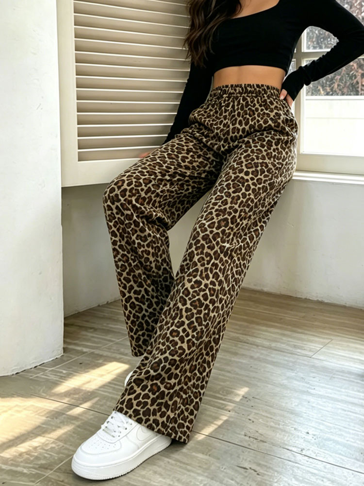 Y2K Womens Leopard Print Wide  - огляд і ціна Winter Clothing Offer