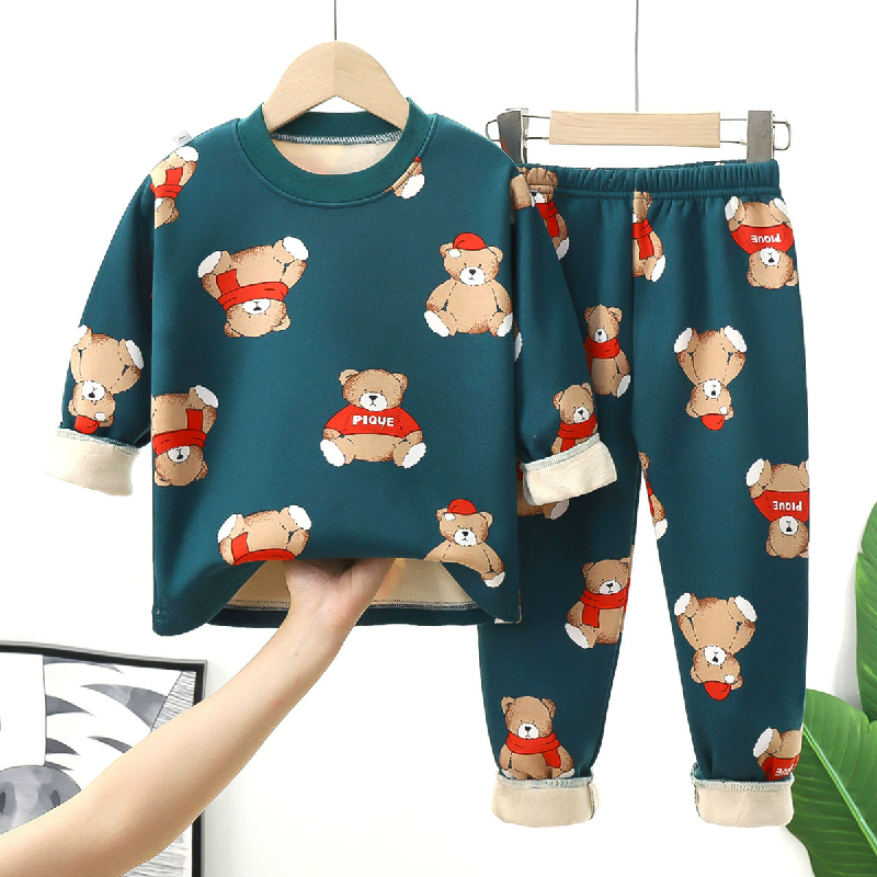 Kids Fleece Line Pajama Sets A - огляд і ціна Winter Clothing Activity