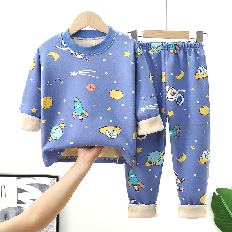 Kids Fleece Line Pajama Sets A - огляд і ціна Winter Clothing Activity