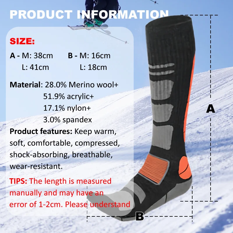 1 Pair Merino Wool Ski Socks M - огляд і ціна Thermal Sock Merino