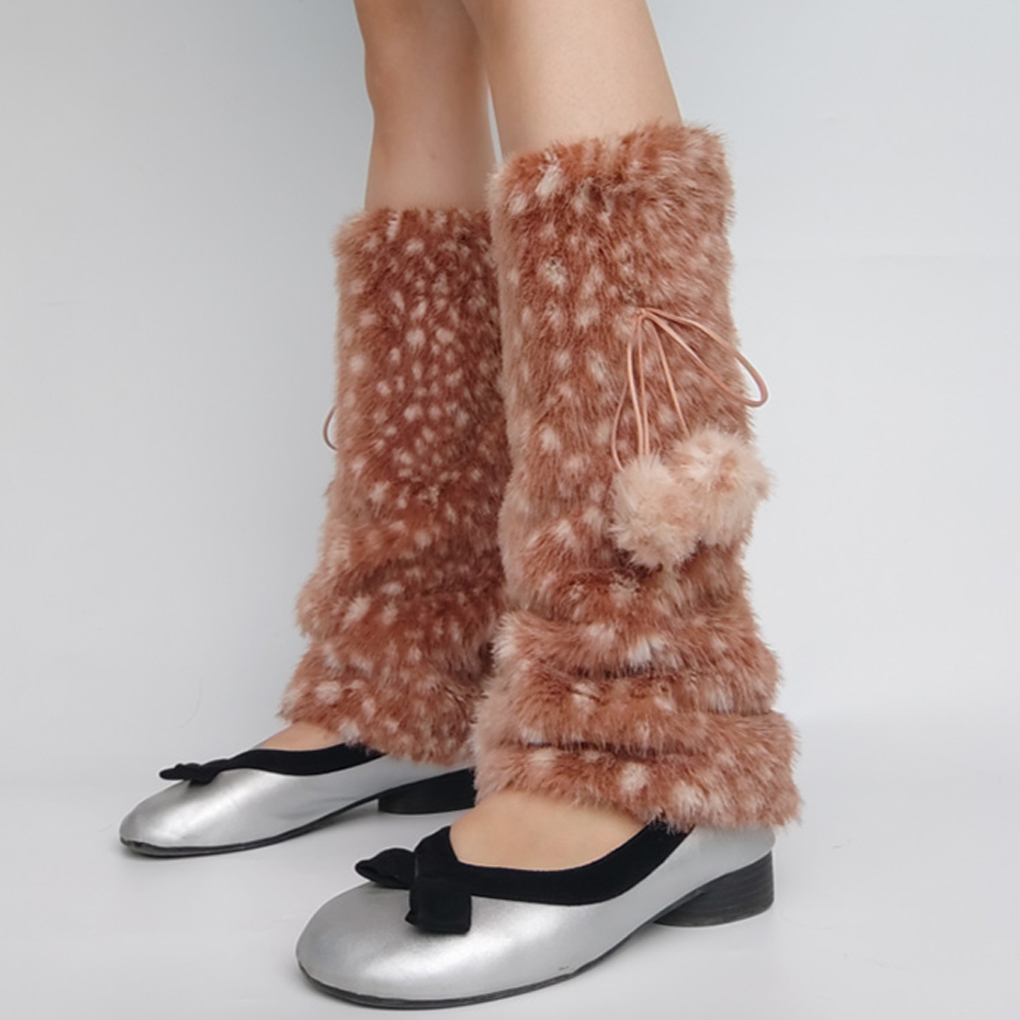 Brown Pattern Artificial Fur L - огляд і ціна Winter Clothing Leg Warmers