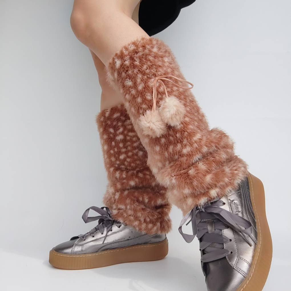 Brown Pattern Artificial Fur L - огляд і ціна Winter Clothing Leg Warmers